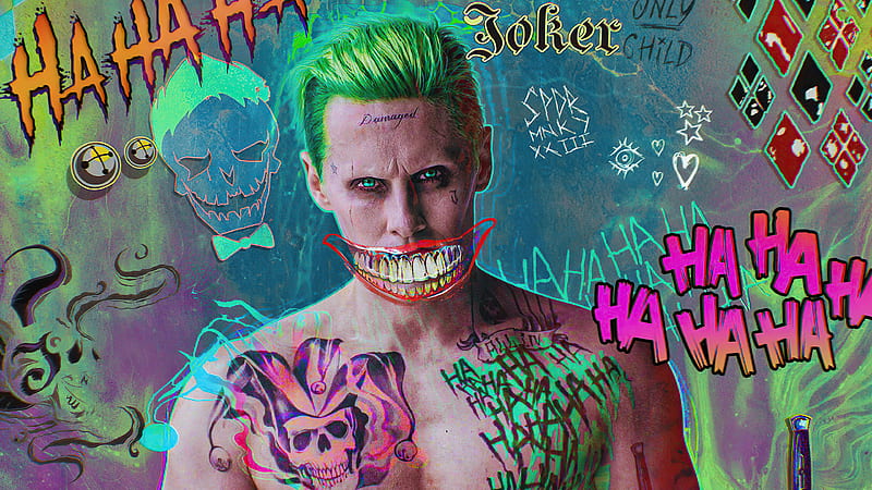 Jared Leto Joker Damaged , joker, supervillain, artist, artwork, digital-art, HD wallpaper