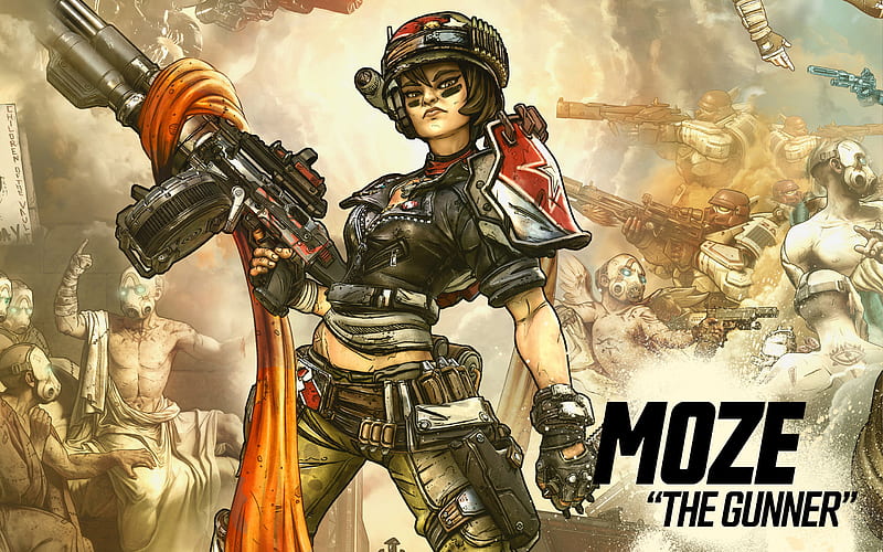 Moze, The Gunner, Borderlands 3, poster, promo materials, main characters, Borderlands characters, HD wallpaper