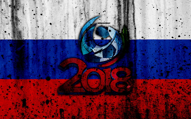 2018, FIFA World Cup Russia, grunge football championship, Russia 2018, football, logo, HD wallpaper