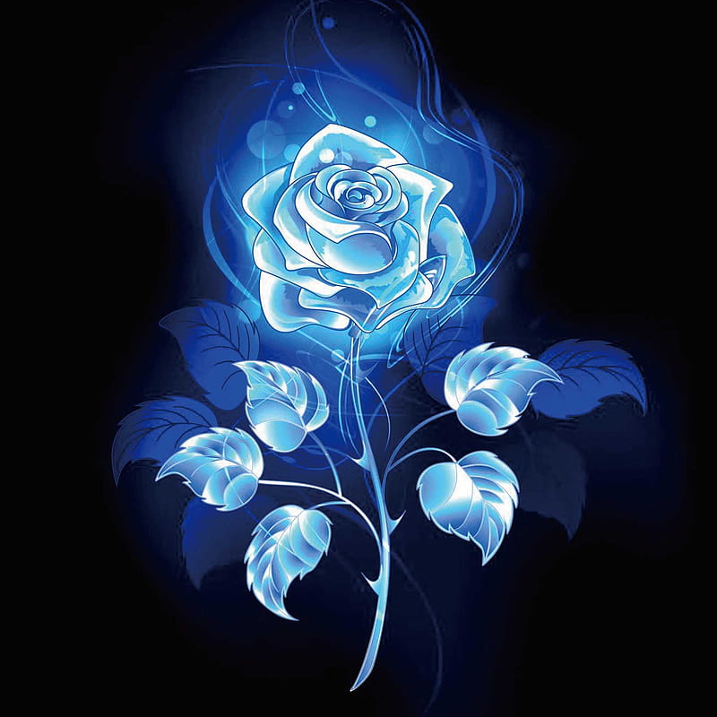 Blue Rose, blue, fire, flames, love, love , rose, smoke, HD mobile wallpaper