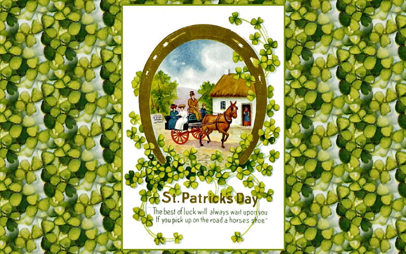 Saint Patrick's Day Carriage Ride F2, art, Saint Patricks Day, holiday, painting, wide screen, occasion, illustration, artwork, HD wallpaper