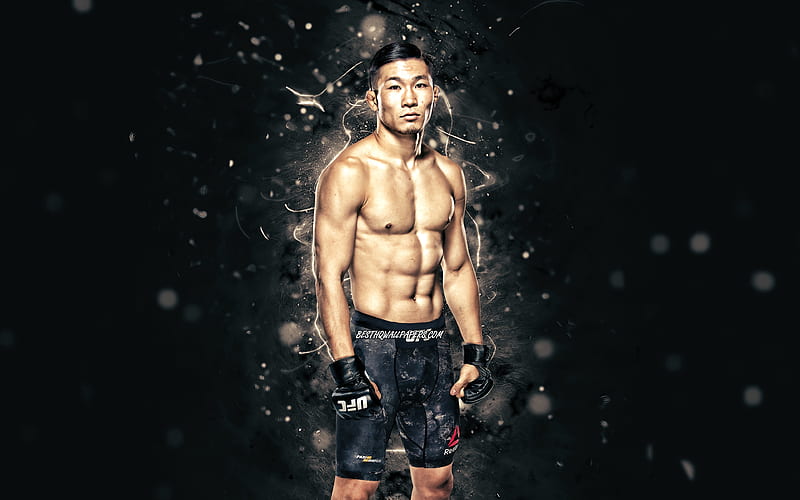 Jin Soo Son, white neon lights, south korean fighters, MMA, UFC, Mixed martial arts, Jin Soo Son , UFC fighters, MMA fighters, HD wallpaper