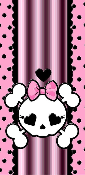 Cute Skull Pb Black Bow Dots Girly Heart Pink Pretty Stripes Hd Phone Wallpaper Peakpx - Cute Girly Hd Wallpapers For Android