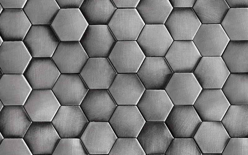 hexagon metal texture, metal background, hexagon, steel texture, metal texture, abstract metal background, HD wallpaper