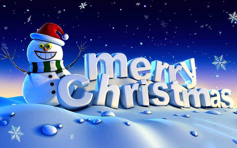 Snowman, 3d, christmas, cute, merry, snowflakes, winter, HD wallpaper |  Peakpx