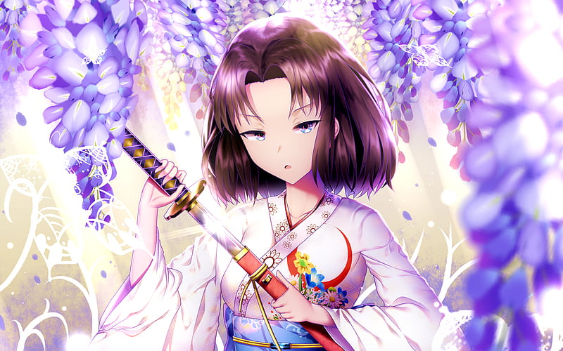 Scathach Skadi, protagonist, kimono, Foreigner, Caster, Fate Grand Order, art, TYPE-MOON, Fate Series, HD wallpaper