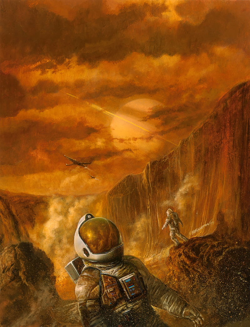 Bob Eggleton, science fiction, Pulp Magazine, planet, space suit, painting, HD phone wallpaper