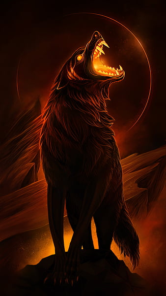 Fire wolf, fire, wolf, HD phone wallpaper
