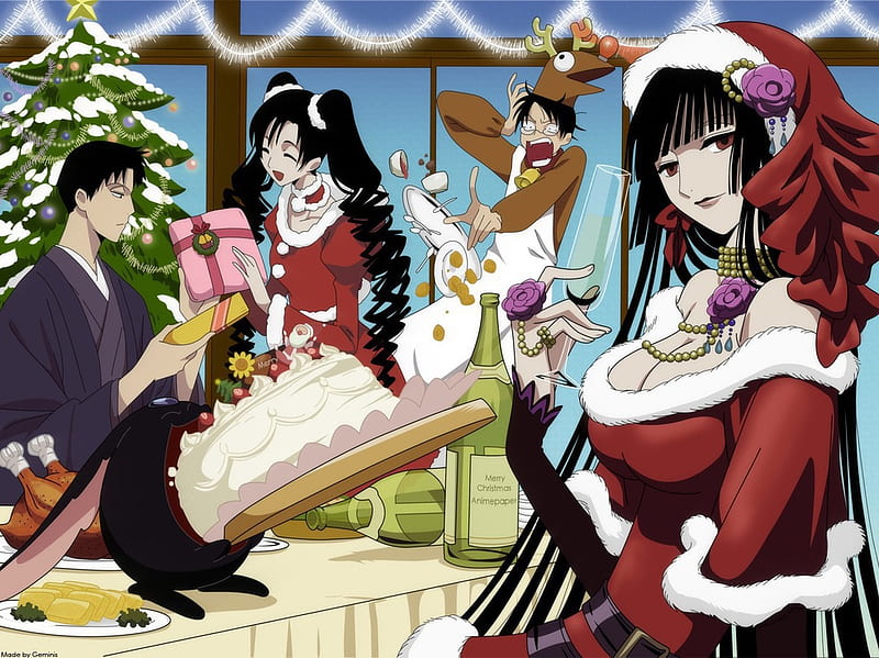 Happy Holidays, mokona, christmas, holiday, yuuko, gift, cute, santa, anime,  HD wallpaper | Peakpx