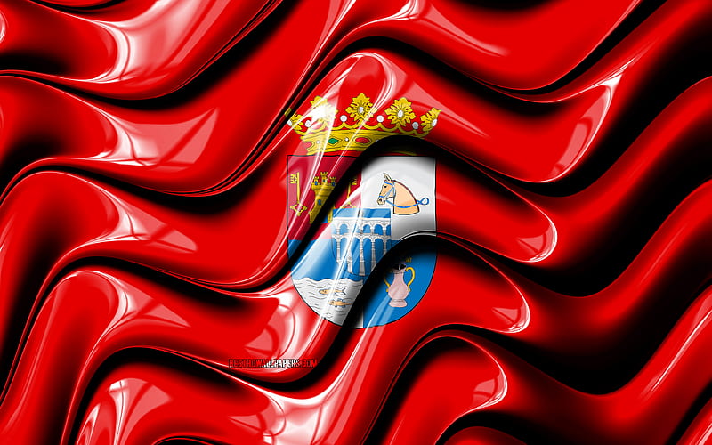 Segovia flag Provinces of Spain, administrative districts, Flag of Segovia, 3D art, Segovia, spanish provinces, Segovia 3D flag, Spain, Europe, HD wallpaper
