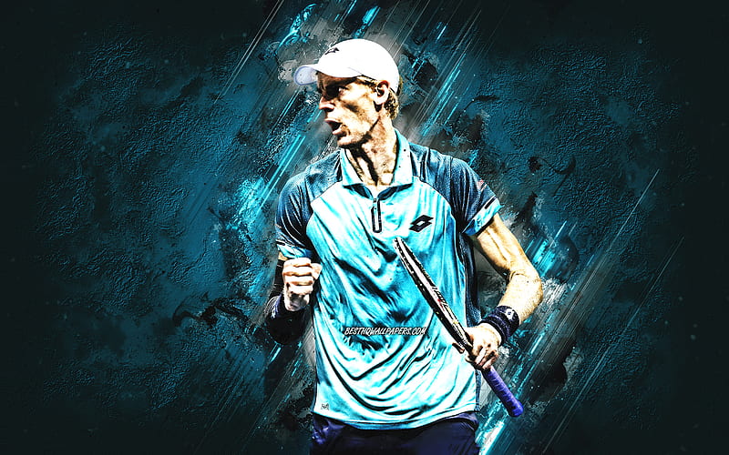 Kevin Anderson, ATP, Tennis, South African tennis player, portrait, blue stone background, creative art, HD wallpaper