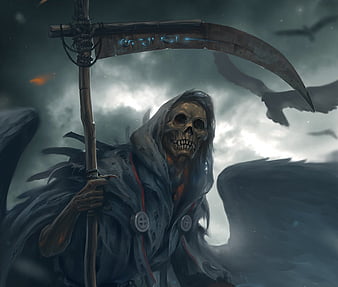 Dark horror gothic fantasy grim reaper death angel art scythe weapon  wallpaper, 1920x1200, 30511