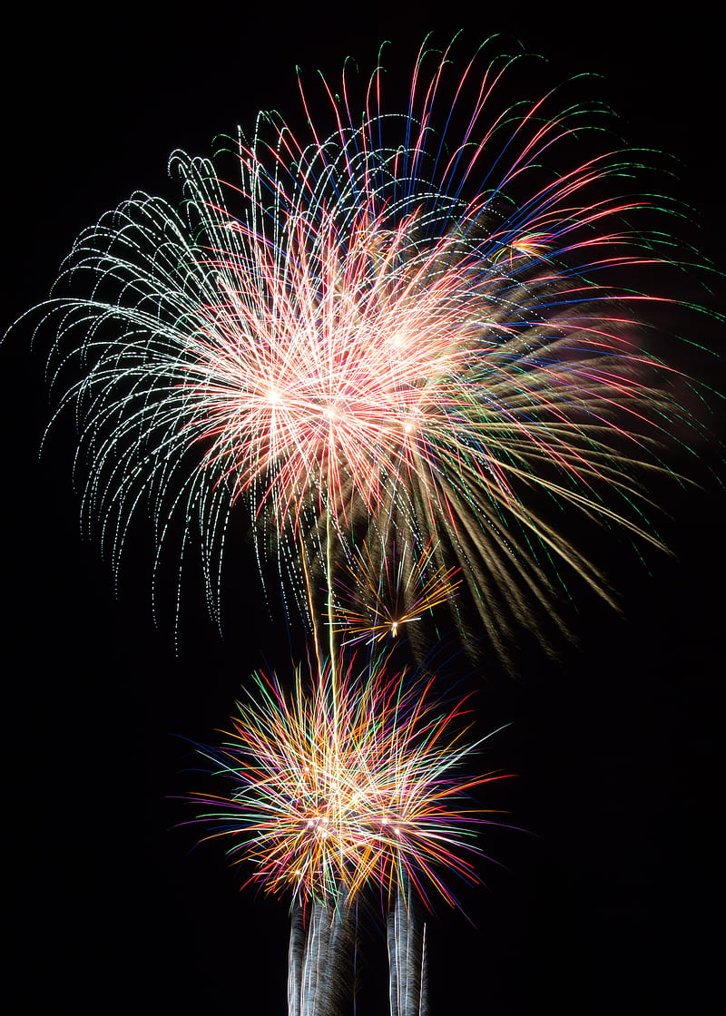 fireworks, salute, sparks, bright, light, HD phone wallpaper