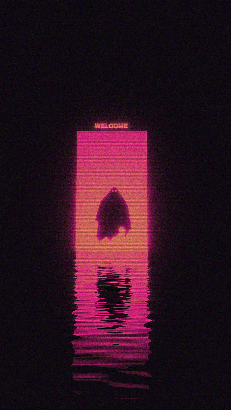 welcome, aesthetic, ghost, edit, pink, reflection, HD phone wallpaper
