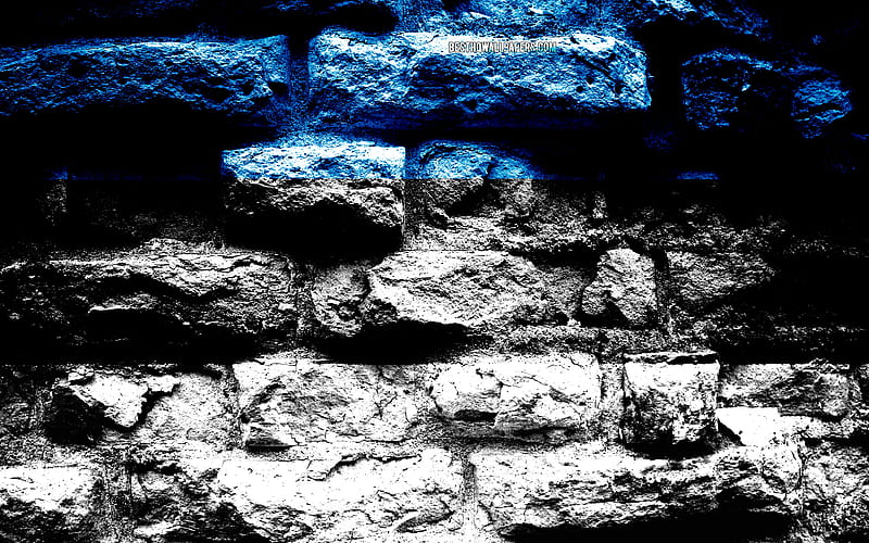 Estonia flag, grunge brick texture, Flag of Estonia, flag on brick wall, Estonia, Europe, flags of european countries, HD wallpaper
