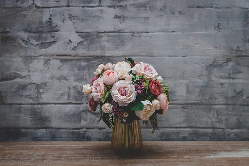 roses, bouquet, flowers, vase, HD wallpaper