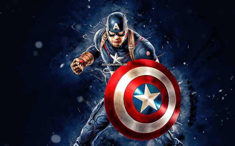 Captain America blue neon lights, superheroes, Marvel Comics, Steven  Rogers, HD wallpaper | Peakpx