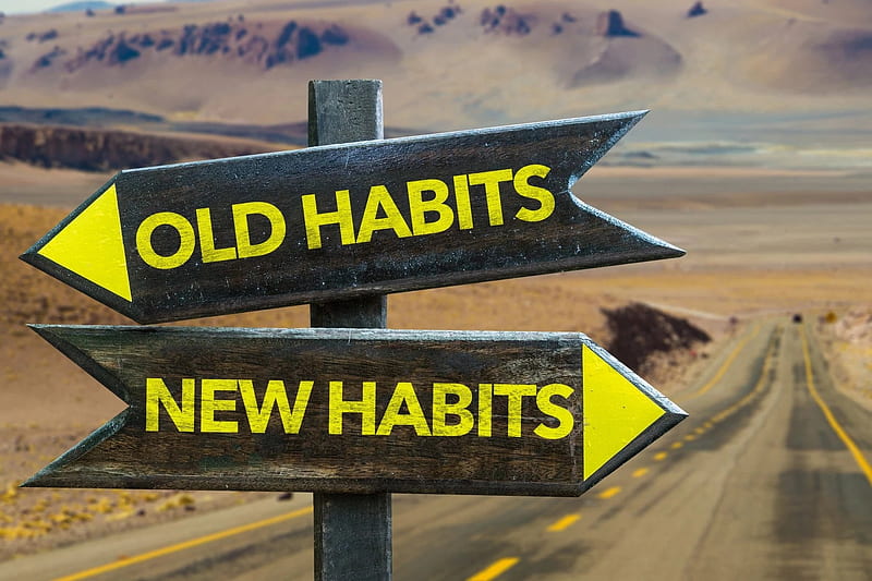 :), old habits, traffic, yellow, funny, sign, new habits, road, street, HD wallpaper