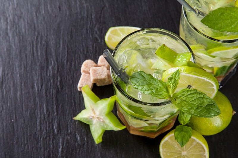 Mojito, mint, cocktail, ice, drink, lime, HD wallpaper