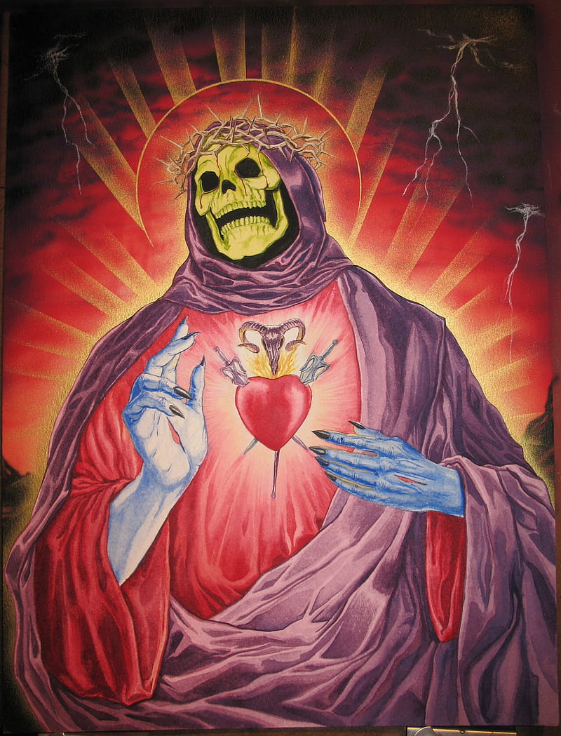 Skeletor, Jesus Christ, propaganda, crossover, humor, artwork, HD phone wallpaper