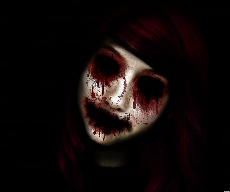 Creepy Girl, blood, horror, scary, HD wallpaper