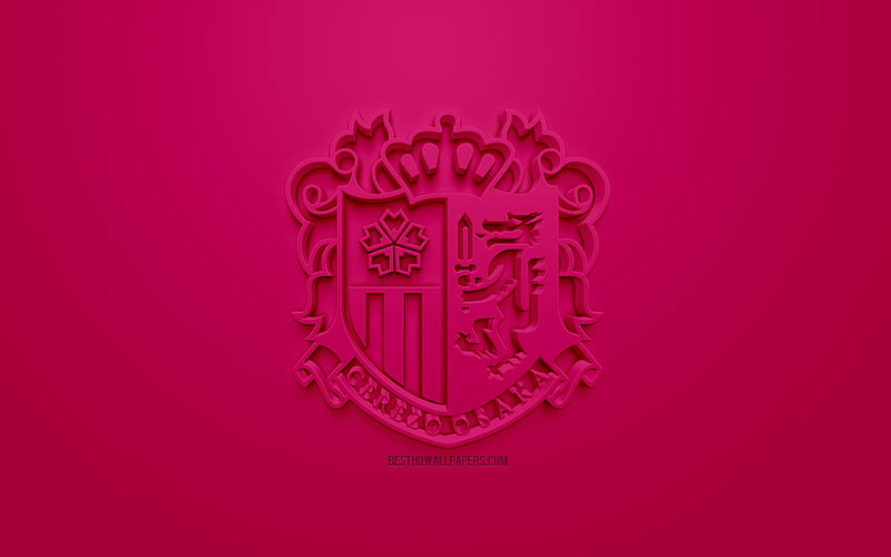 Cerezo Osaka, C-Osaka, creative 3D logo, pink background, 3d emblem, Japanese football club, J1 League, Osaka, japan, 3d art, football, stylish 3d logo, HD wallpaper