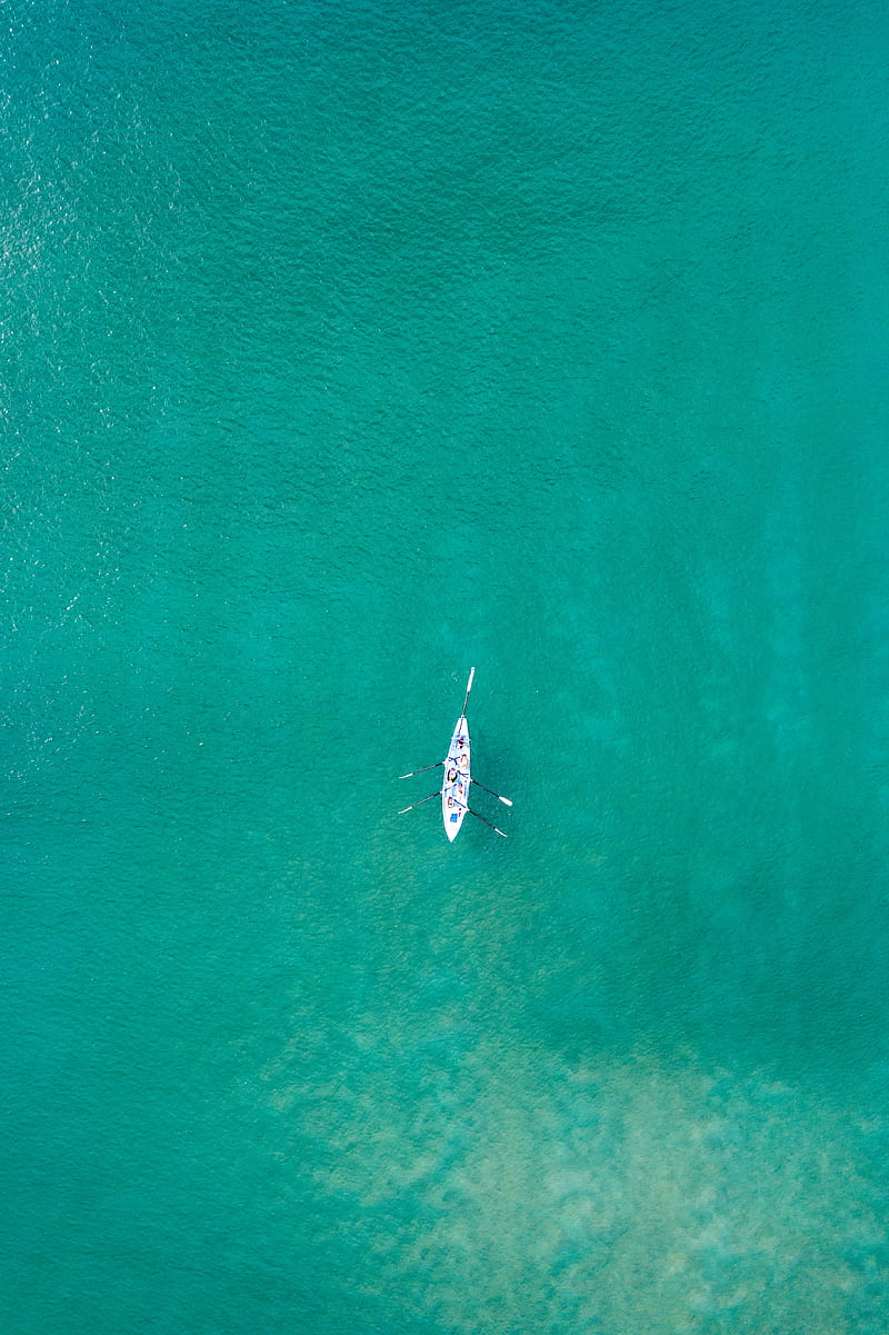 Boat, sea, water, aerial view, minimalism, HD phone wallpaper | Peakpx