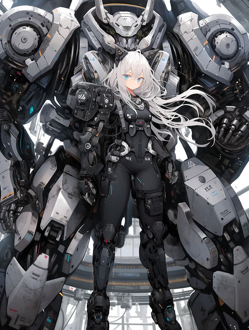 girl, warrior, robot, anime, HD phone wallpaper