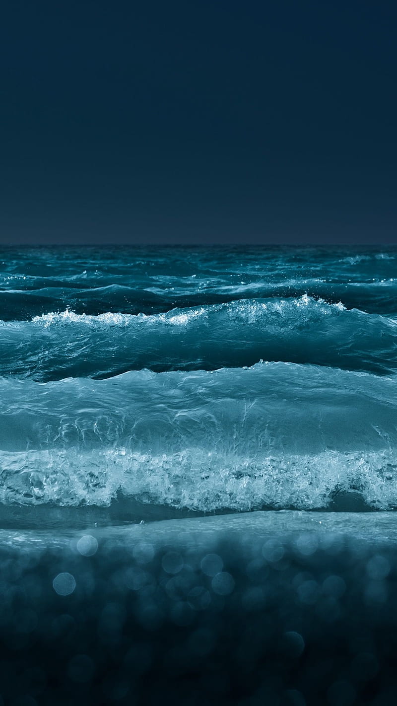 Ocean Wave, loneliness, night, sunset, nature , wave, water, blue, ocean, HD phone wallpaper
