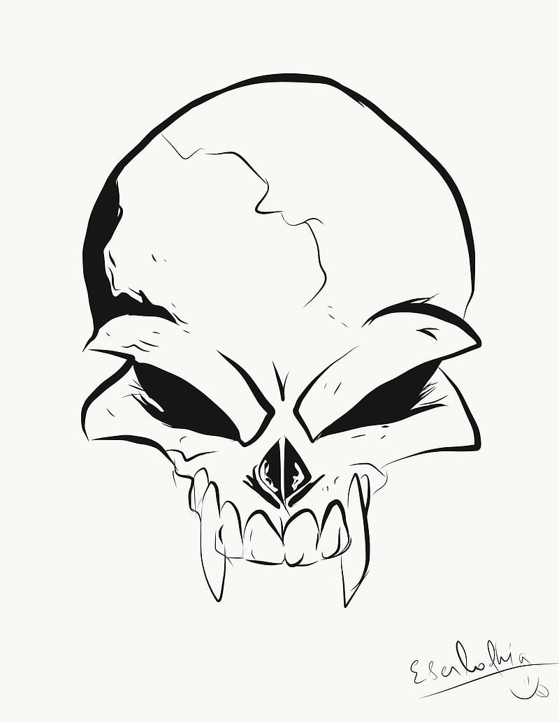 How to Draw COOL Skull with Knife - Draw Tattoo Art - YouTube