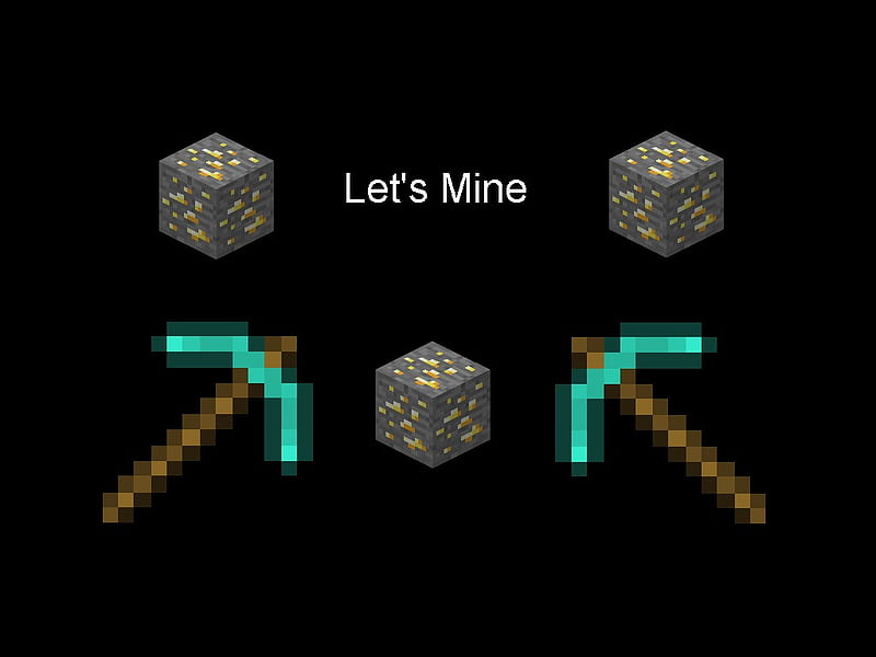 Minecraft, goldore, lets mine, diamond pickaxe, HD wallpaper