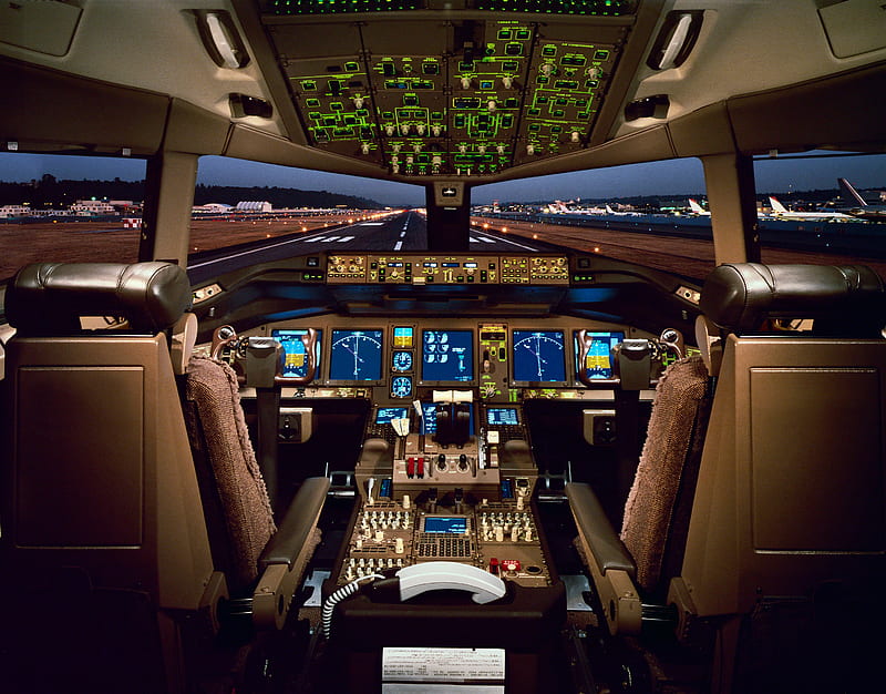boeing 777 cockpit, plane, airliner, cockpit, boeing, HD wallpaper