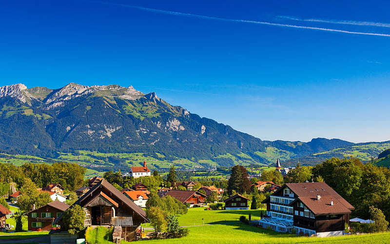 Switzerland, summer, hills, Alps, mountains, HD wallpaper
