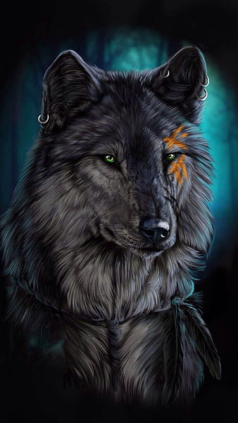 Wolf Dark Background 4K Wallpaper iPhone HD Phone #4930f