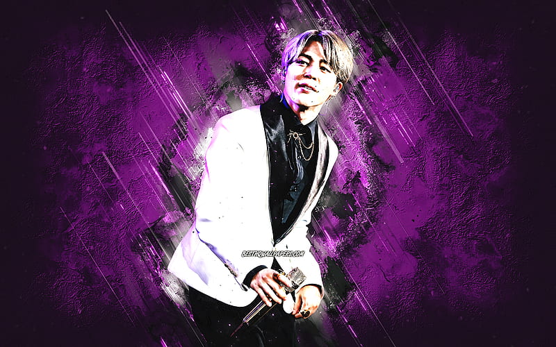 Jimin, BTS, Park Jimin, South Korean singer, portrait, purple stone background, HD wallpaper