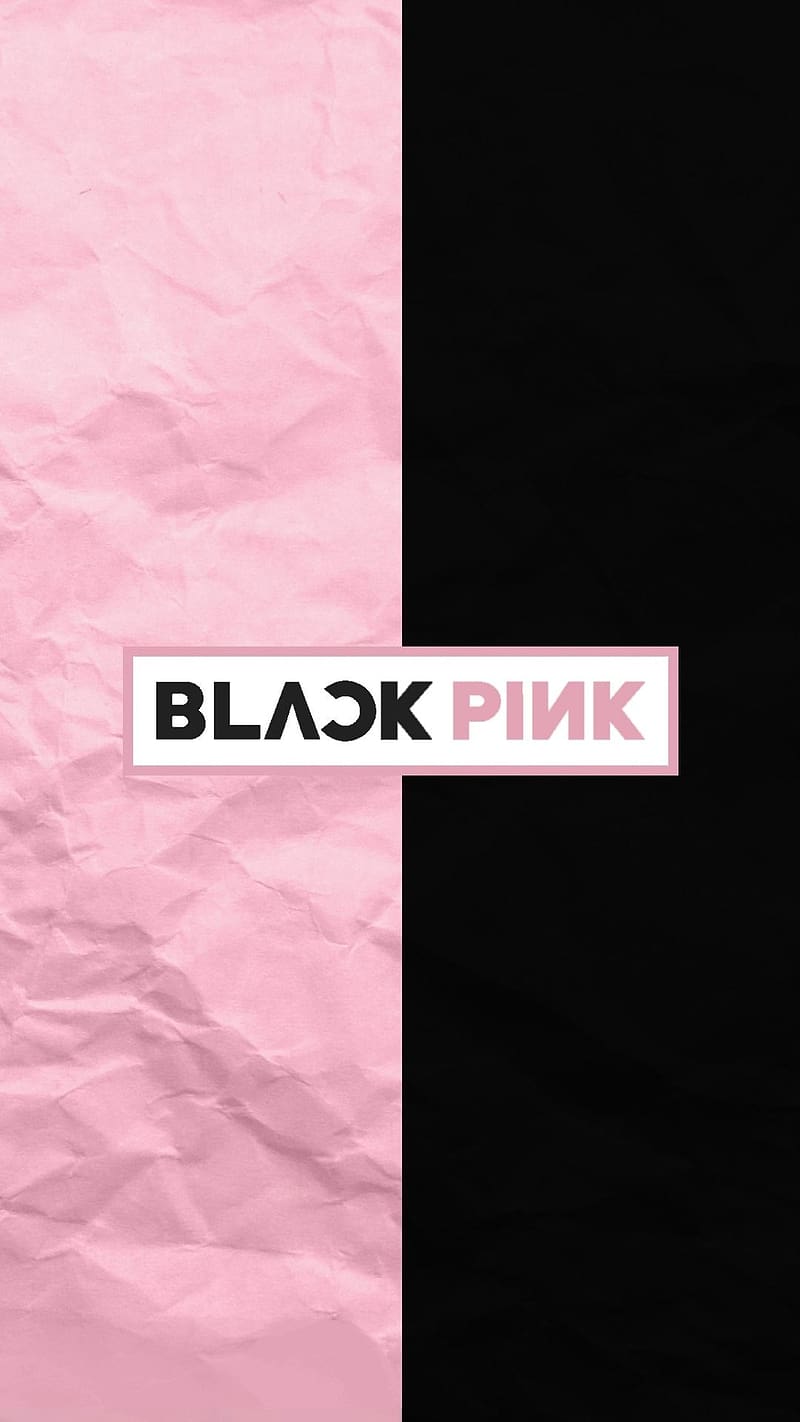 Blackpink Logo Half Pink And Half Black, blackpink logo, half pink and half black, background, HD phone wallpaper