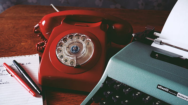 phone, retro, vintage, red 16:9 background, Antique Red, HD wallpaper