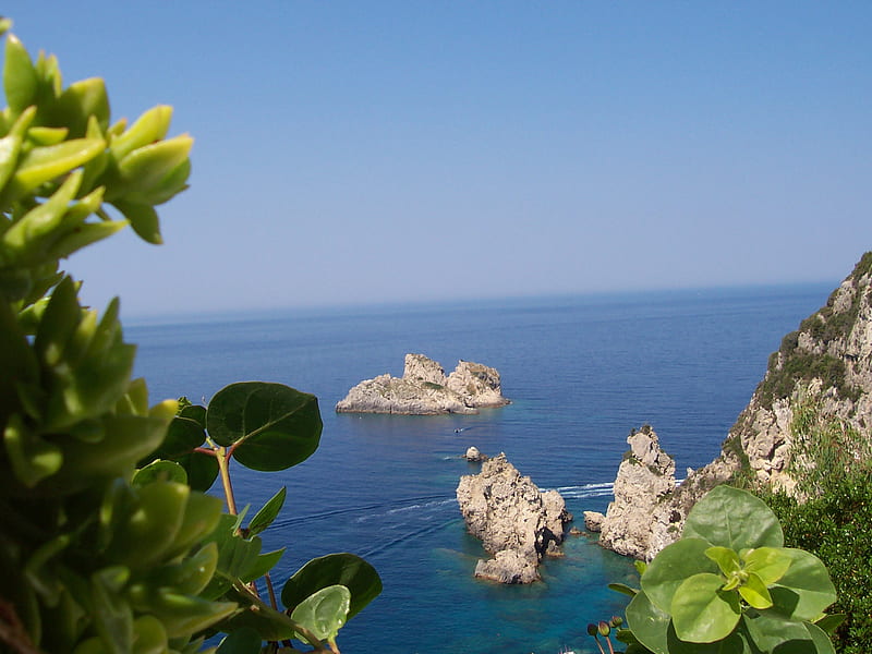 Corfu island, water, island, corfu, sea, HD wallpaper