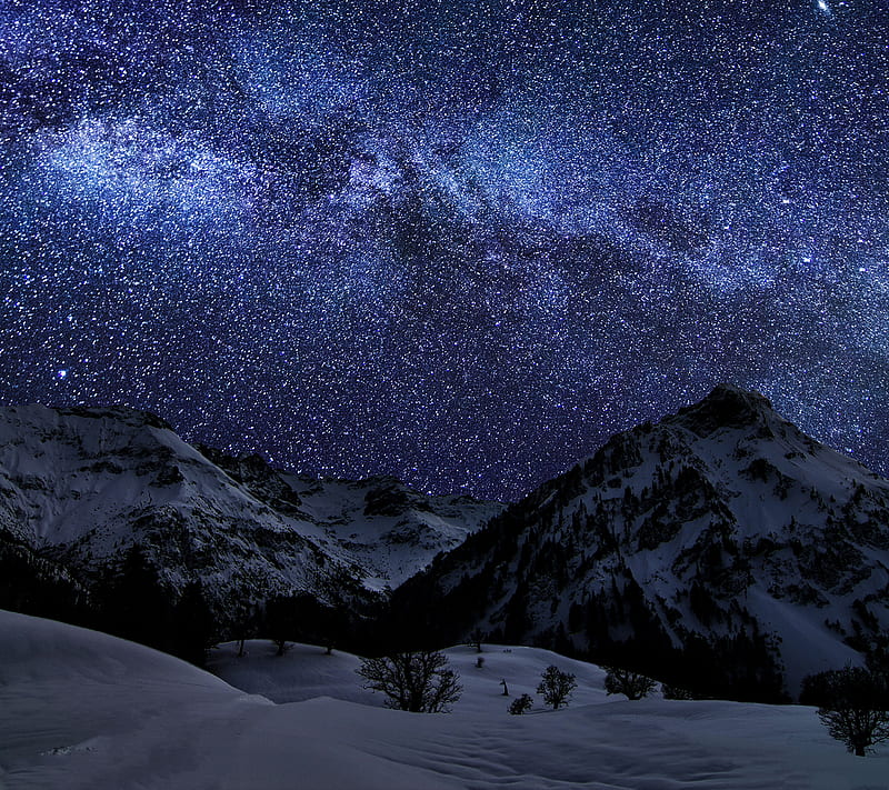 Mountain, milky way, HD wallpaper