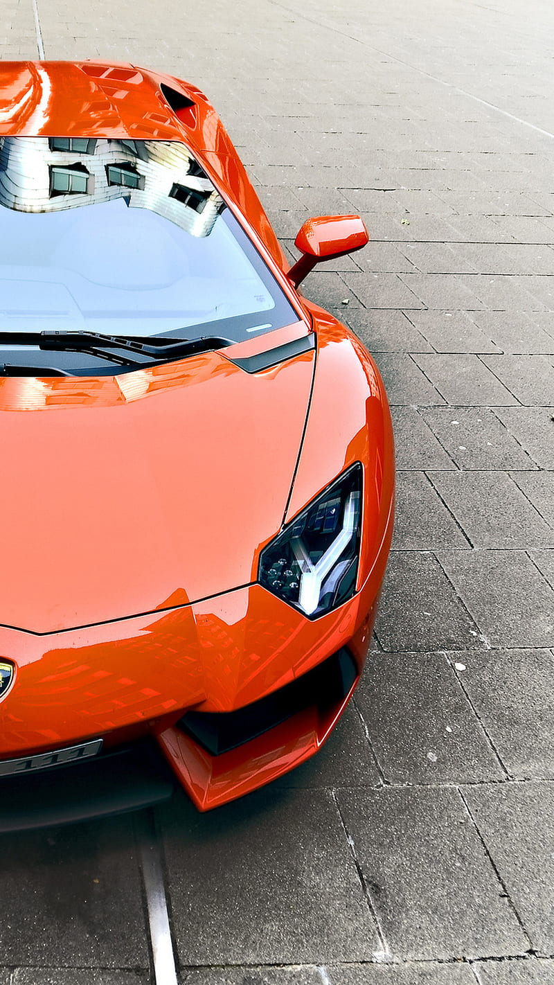 Aventador, glossy, orange, supercar, HD phone wallpaper
