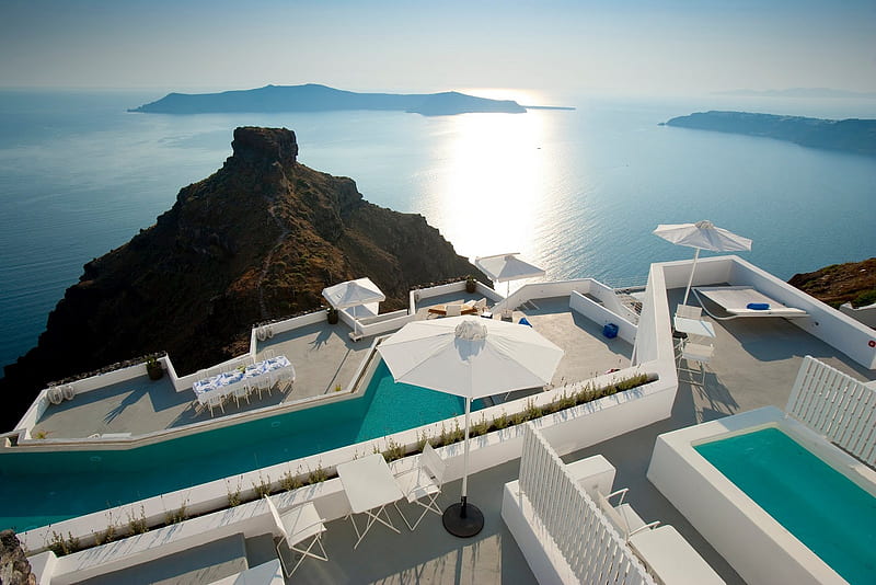 Beautiful Santorini, sun, relax, ocean, santorini, beauty, bonito, HD wallpaper