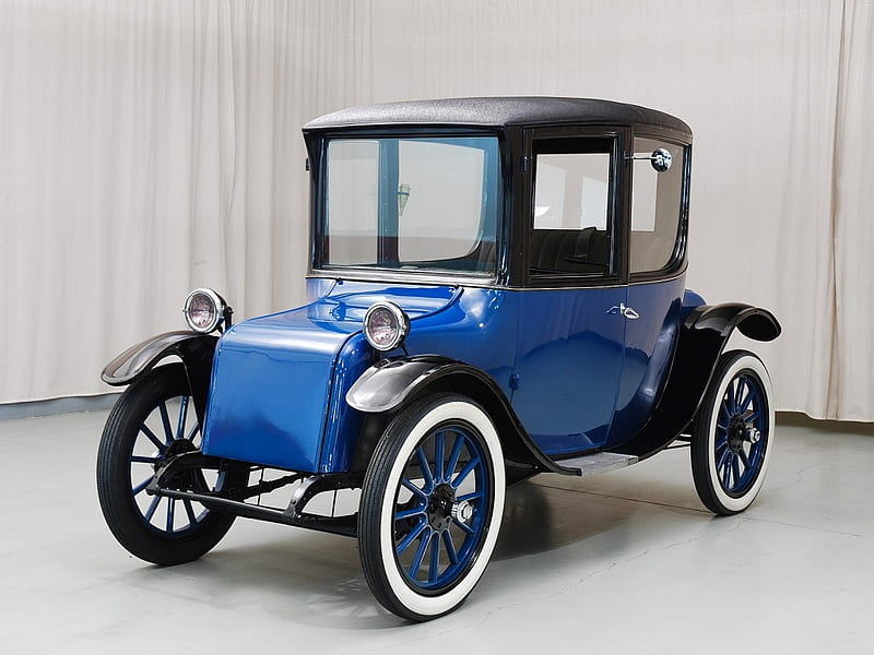 1916 Milburn Electric Coupe, Black Top, Neat, Blue, White Walls, Electric, Tires, Headlamps, Classic, Running Board, Cool, Vintage, HD wallpaper