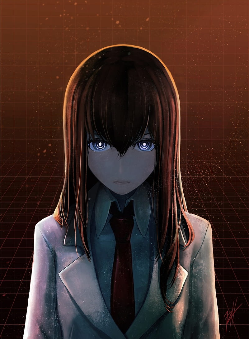 anime, anime girls, Steins;Gate, Makise Kurisu, face, eyes, long hair, tie, HD phone wallpaper