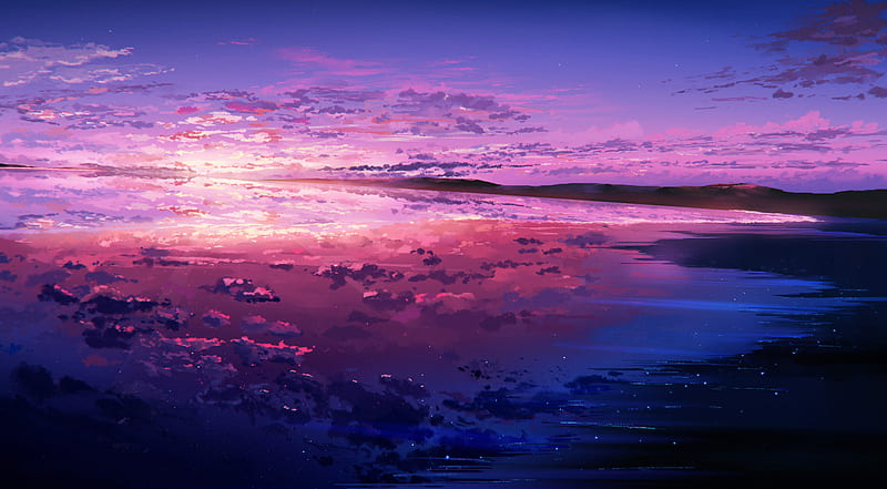 Purple Sunset Reflected in the Ocean, HD wallpaper