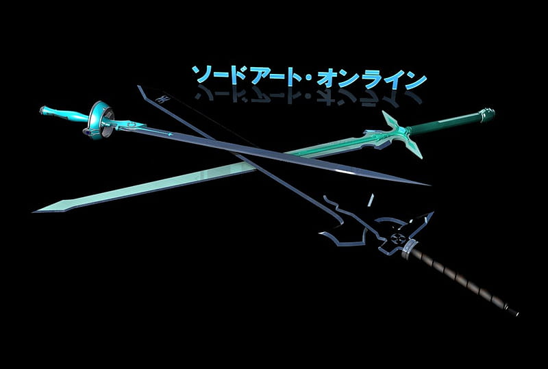 SAO: Sword, triple, item, object, items, objects, black, sword art online, sao, blade, darkness, anime, dark, weapon, sword, HD wallpaper