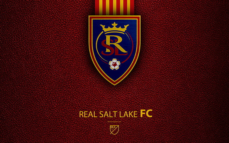 Real Salt Lake FC American soccer club, MLS, leather texture, logo, emblem, Major League Soccer, Salt Lake City, Utah, USA, football, MLS logo, HD wallpaper
