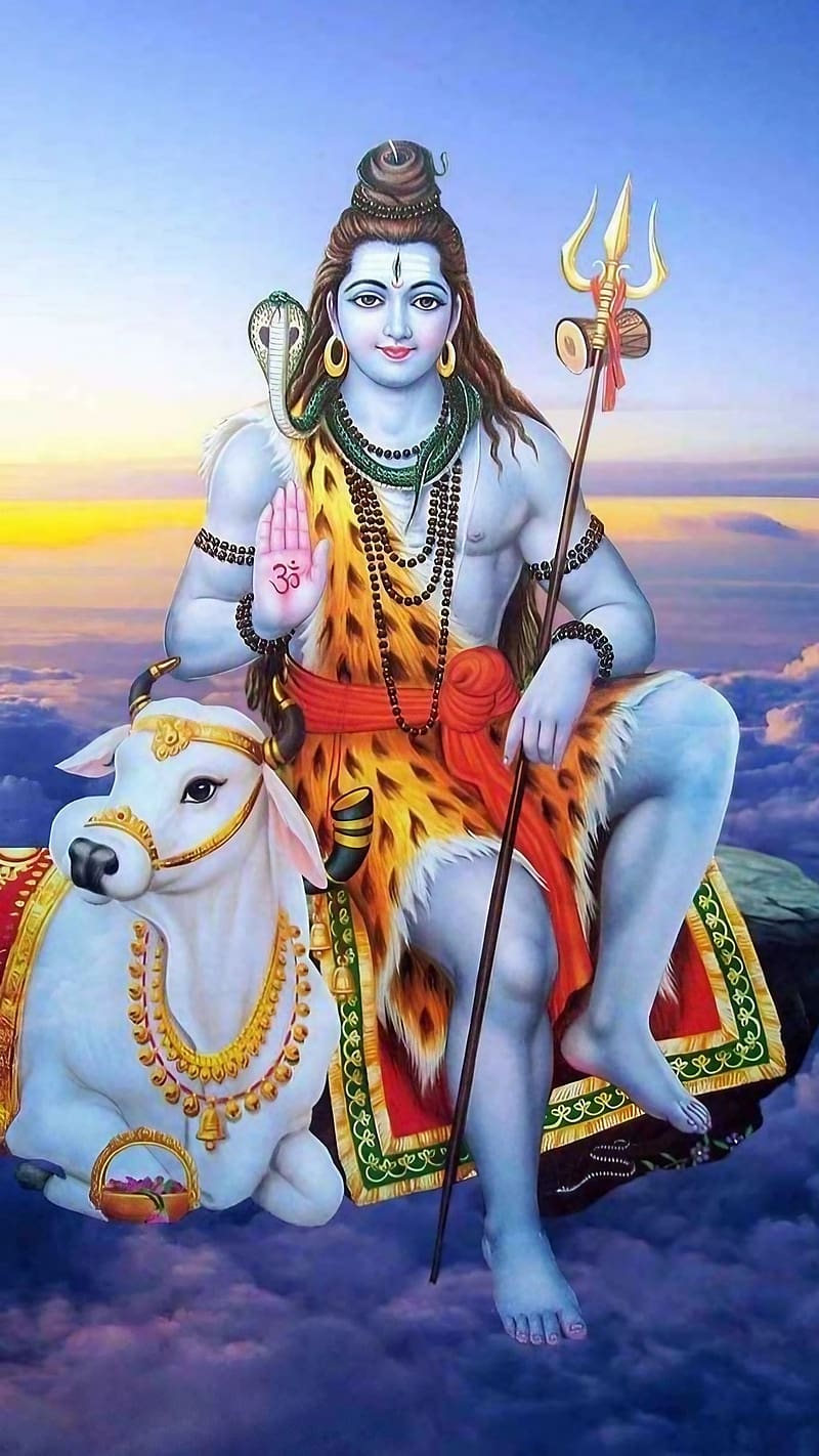 All God , Lord Shiva Sitting On Nandi, god, mahadev, bholenath, HD phone wallpaper
