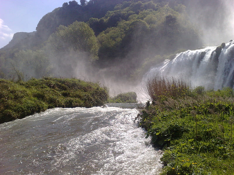 Marmore Falls, waterfall, nature, river, italy, HD wallpaper