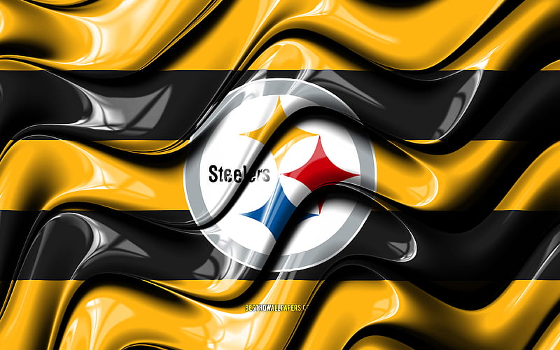 Pittsburgh Steelers flag yellow an black 3D waves, NFL, american football team, Pittsburgh Steelers logo, american football, Pittsburgh Steelers, HD wallpaper