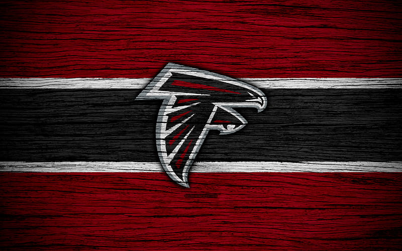 Atlanta Falcons, NFL wooden texture, american football, logo, emblem, Atlanta, Georgia, USA, National Football League, American Conference, HD wallpaper